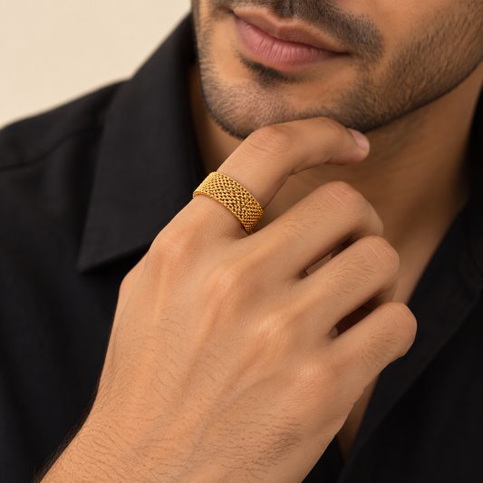 Men - Golden Mesh Ring