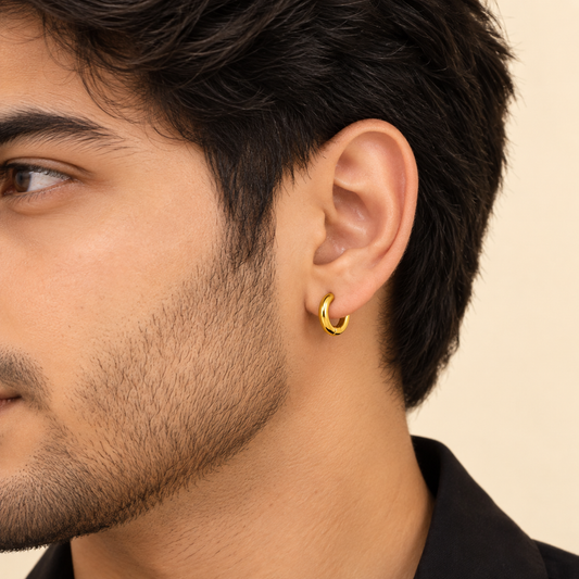 Men - 18K Gold-Plated Chunky Open Hoop Earring