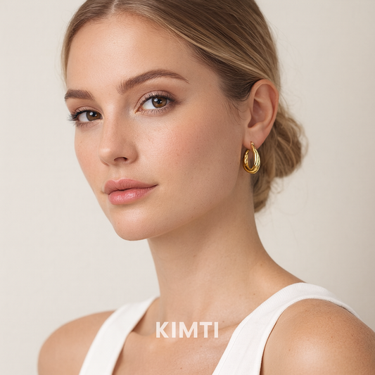 18K Gold Plated Gypsy Hoops Anti Tarnish Earrings