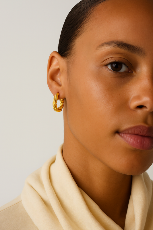 18k Gold Plated Croissant Hoop Earring