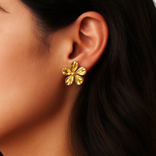 18k Gold Plated Flower Anti Tarnish Earring