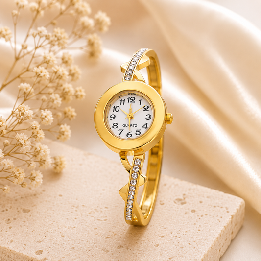 Crystal Twist Gold Bracelet Watch