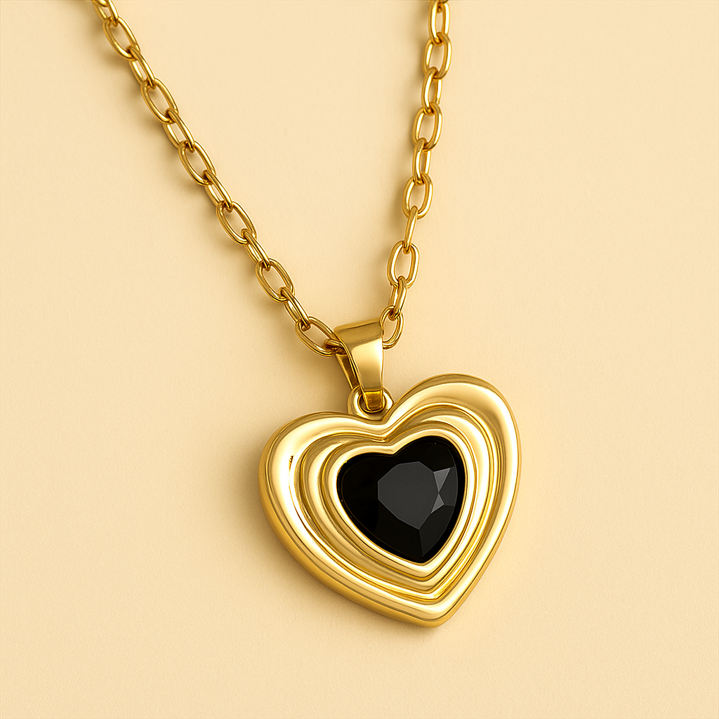 Anti Tarnish Inter Changeable Heart Gold Necklace