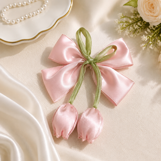 Handmade Tulip Bow Hair Clip for Girls