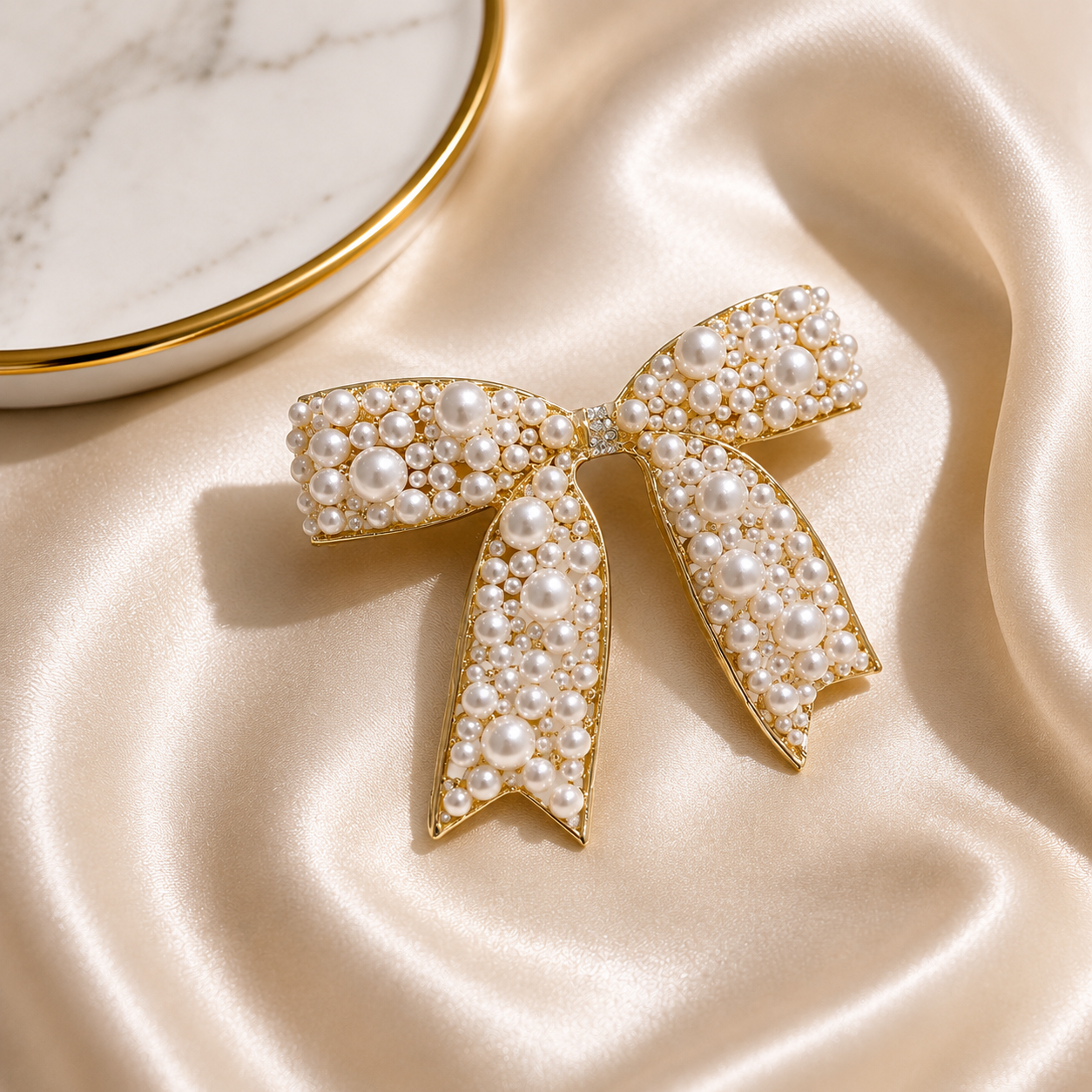 Pearl Bow Luxe Hair Clip
