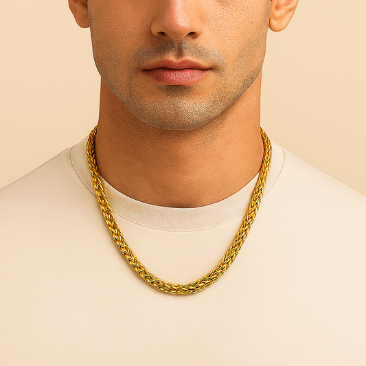 Men-18K Gold Plated Anti Tarnish Wheat Chain