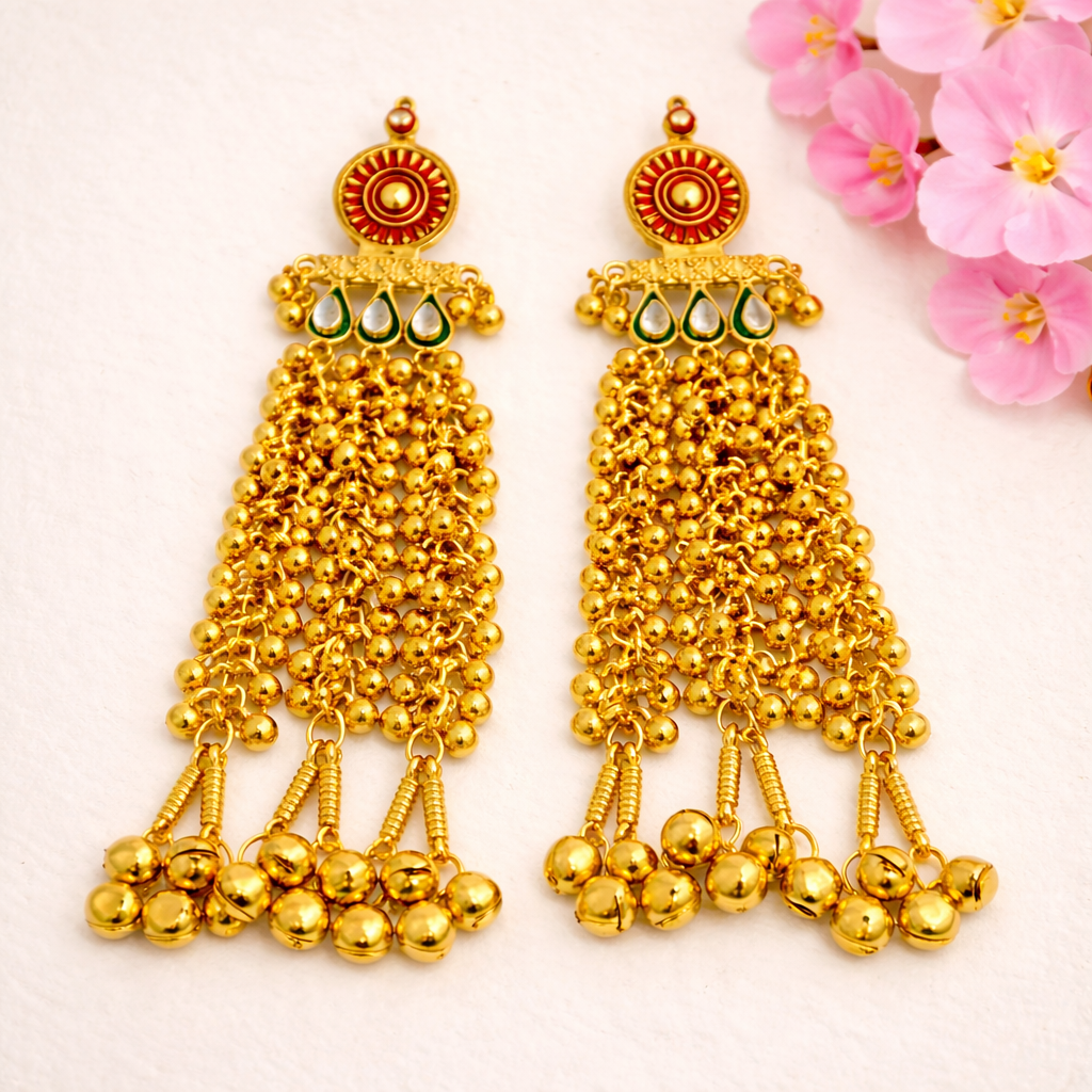 Sunheri Noor Jhalar Kashmiri Earring