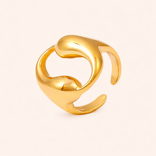 18K Gold Plated Melted Majesty Adjustable Ring