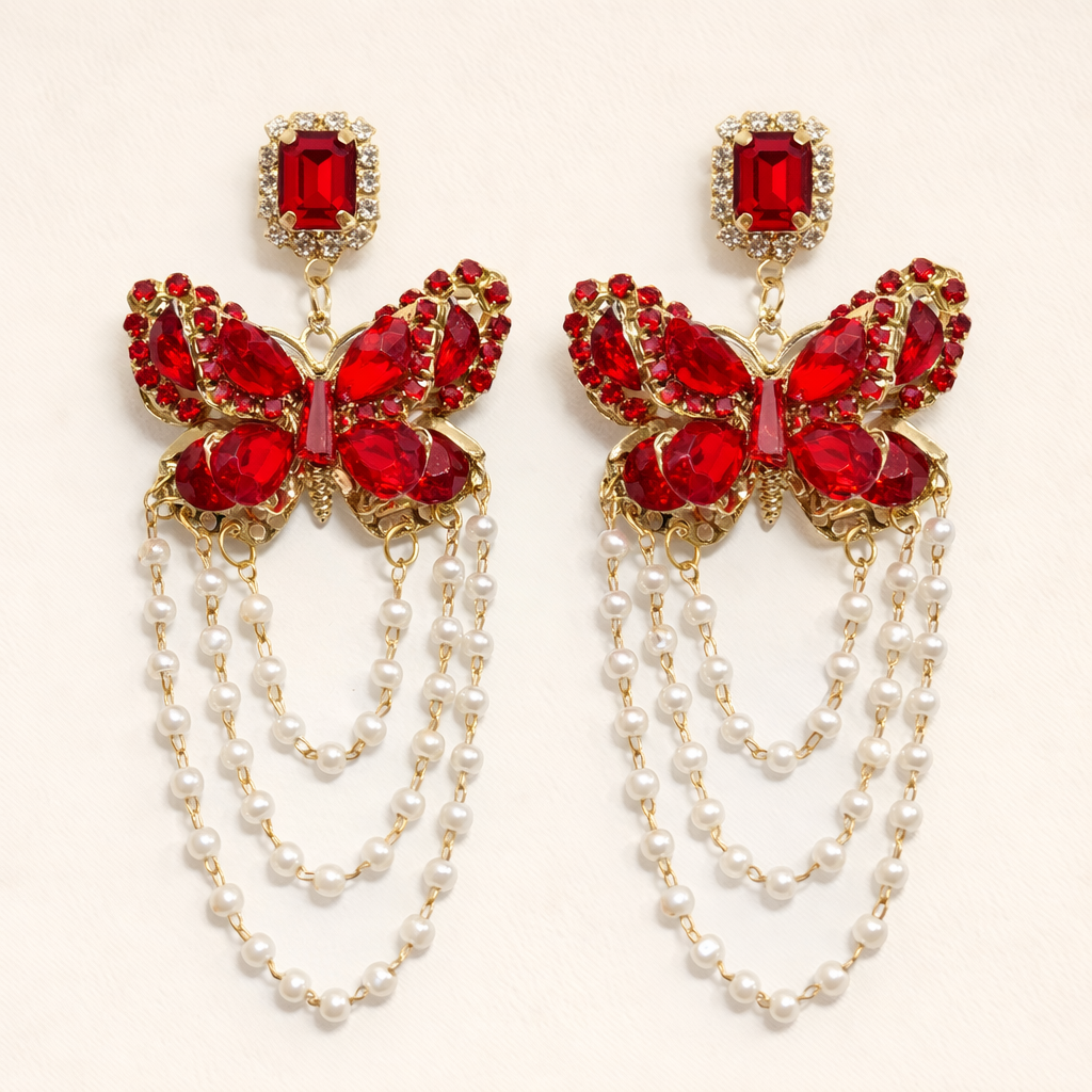 Royal Red Flutter Turkish Earring