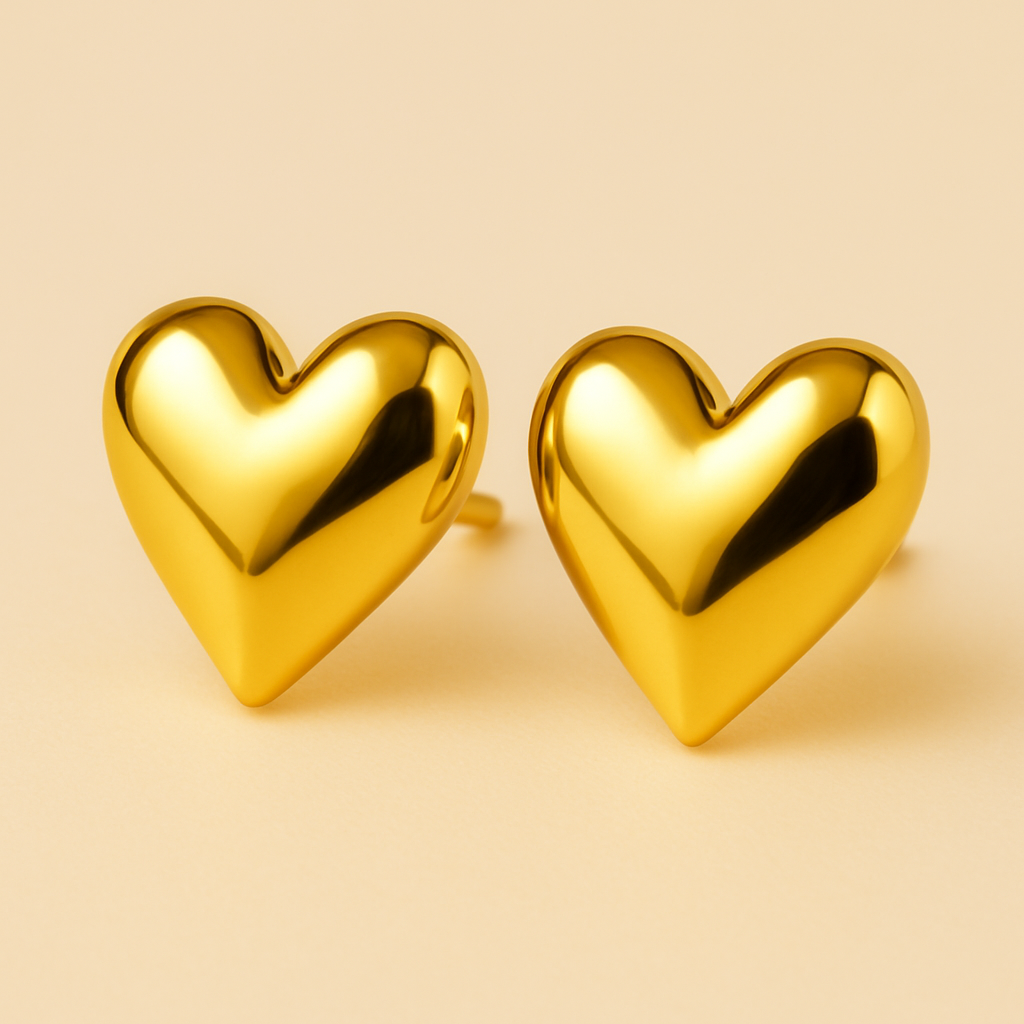 18K Gold Plated Glossy Heart Earring