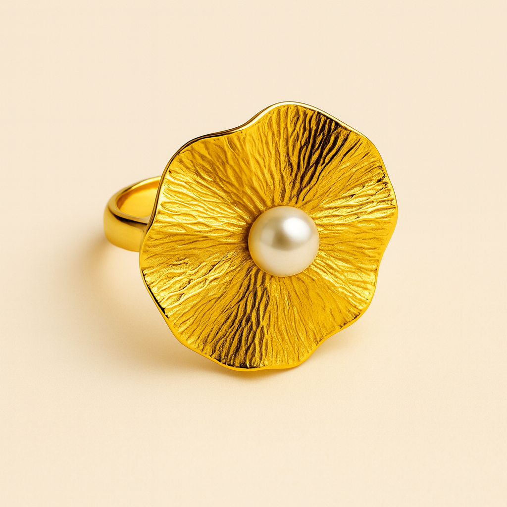 18K Gold Plated Petaline Bloom Ring for Women