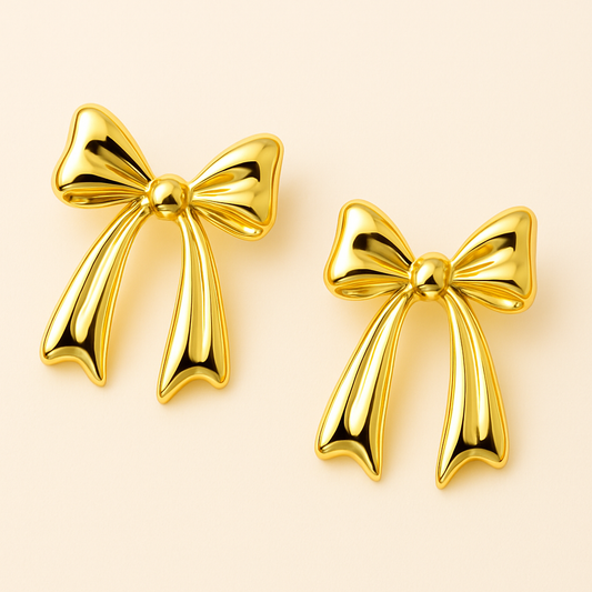 18K Gold-Plated Ribbon Charm Earrings