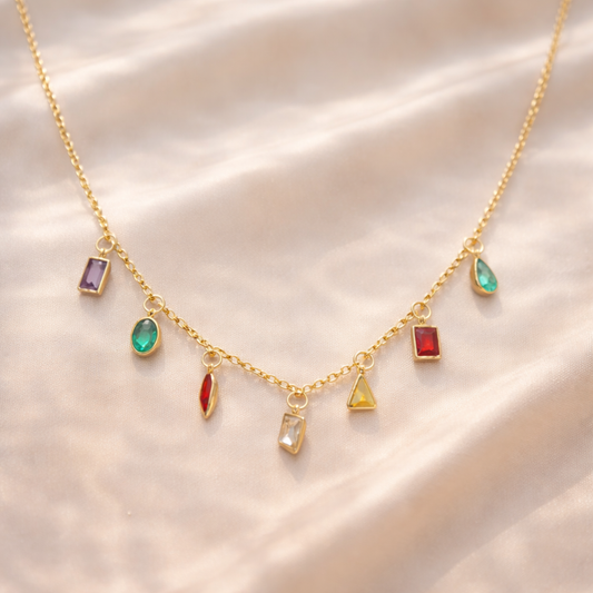 18k Gold Plated Aurelia Mosaic Charm Necklace