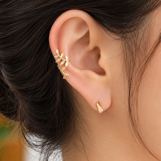 18K Gold Plated Laurel Leaf Ear Cuff