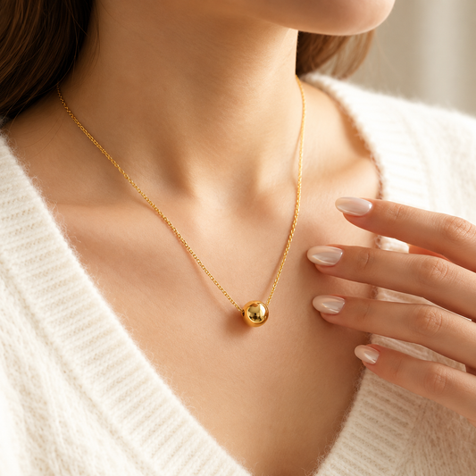 18K Gold-Plated Sphere Minimalist Necklace