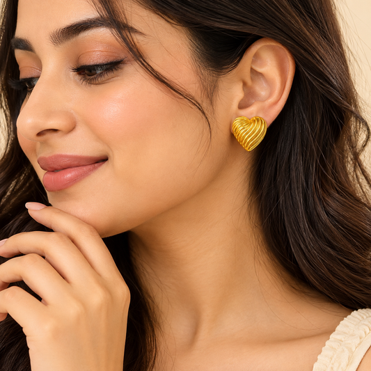 18k Gold Plated heart-shaped Anti Tarnish Earring