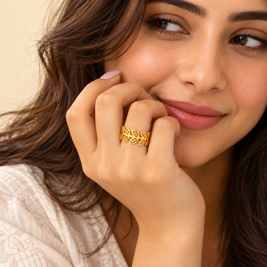 18K Gold Plated Flora Leaf Ring