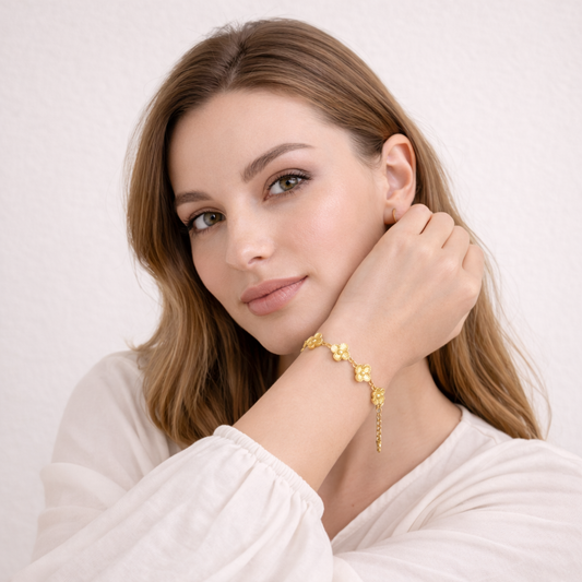 Rs. 149 Only - 18K Gold Plated Clover Golden Bracelet