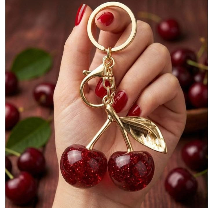 Korean Style Cherry Charm Keychain
