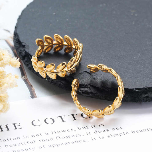 Gold-Toned Leaflet Hoops Earrings