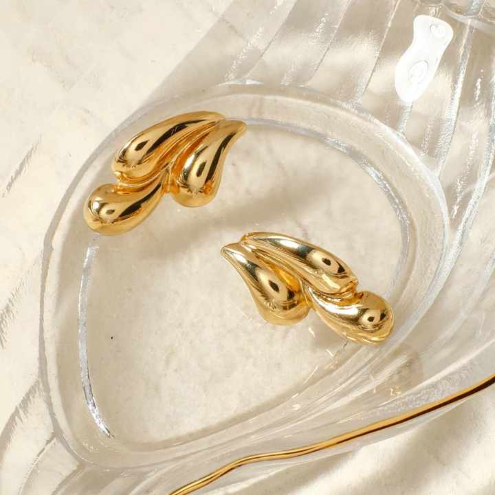 Golden Triple Stud Earring