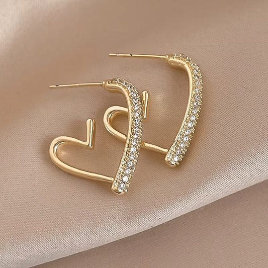 Luxury Crystal Heart Stud Earrings
