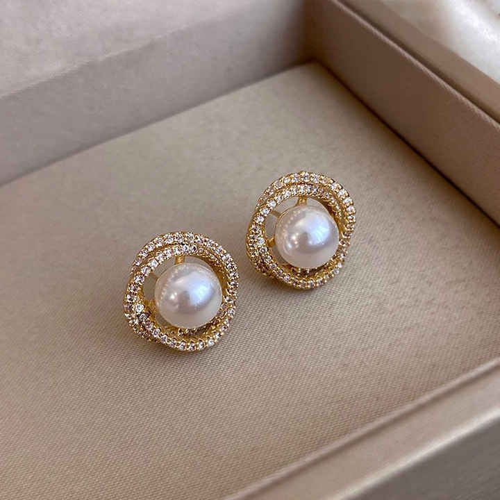 Uplifting Glow White Stud Earring