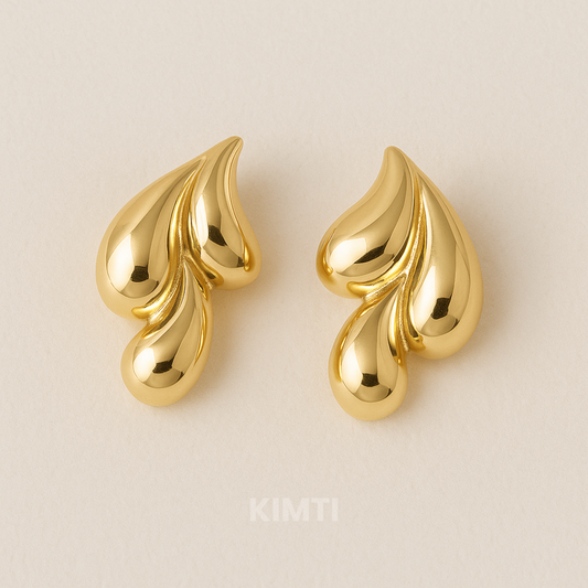 Golden Triple Stud Earring