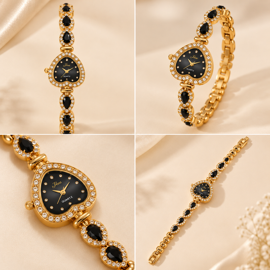 Black Heart Elegance Watch Set