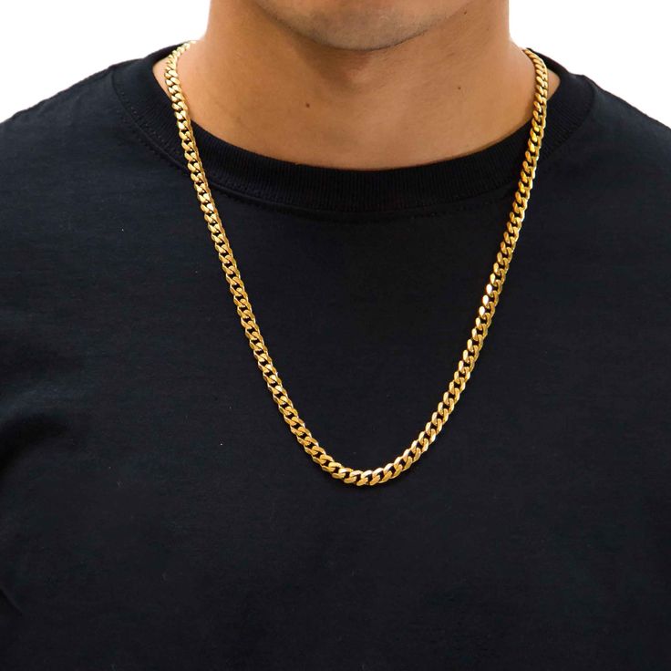 Men-18K Golden Plated Cuban Link Anti Tarnish Chain