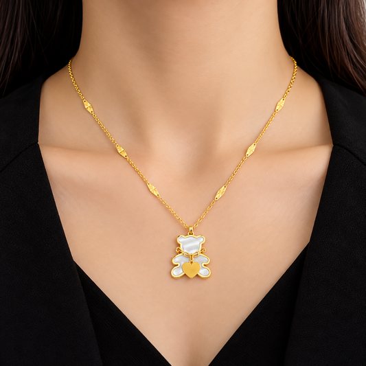 18K Gold-Plated Love Teddy Bear Pendant Necklace