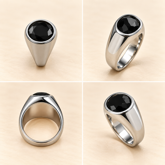 Men - Classic Black Stone Signet Ring