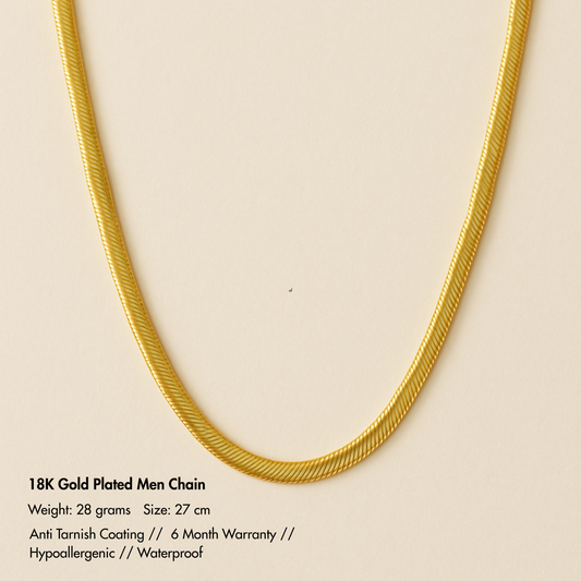 Men-18k Gold Plated Anti Tarnish Snake Chain