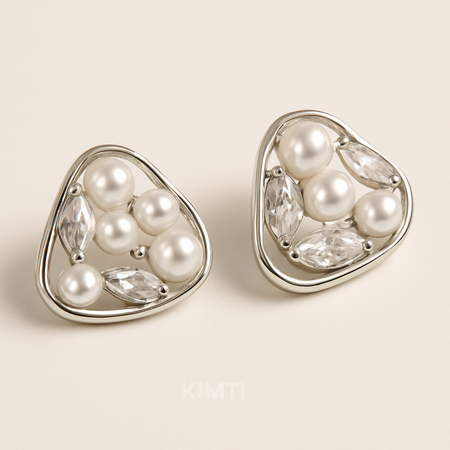 Pearl & Zircon Stud Earrings