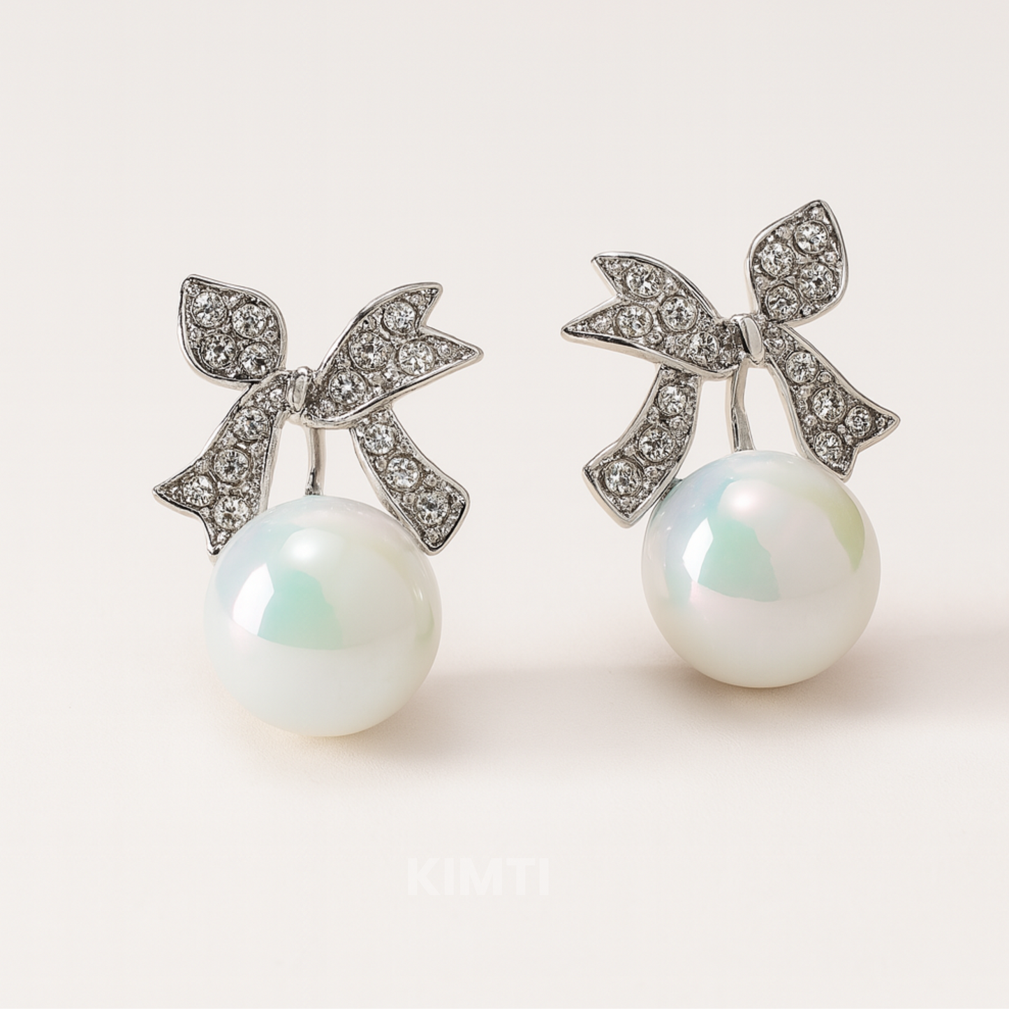 Pearl & Rhinestone Bow Studs