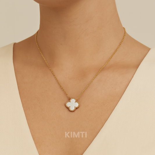 Elegant White Clover Charm Anti Tarnish Necklace