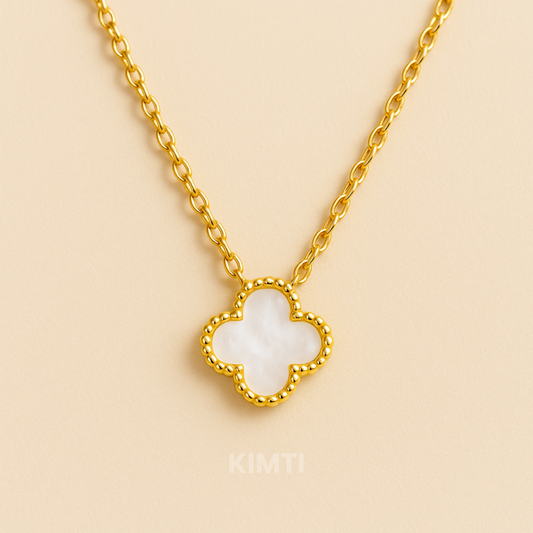 Elegant White Clover Charm Anti Tarnish Necklace