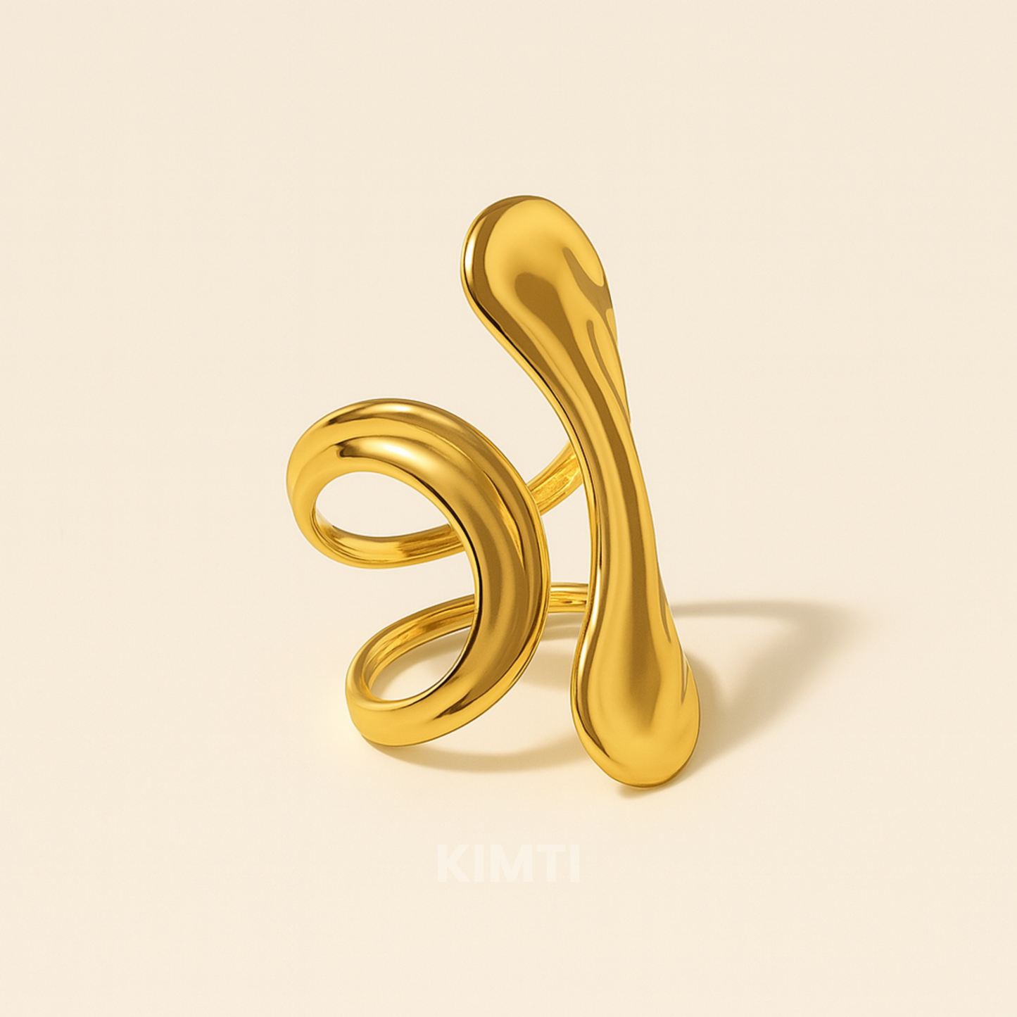 18k Gold Plated Layered S shaped Resizable Ring