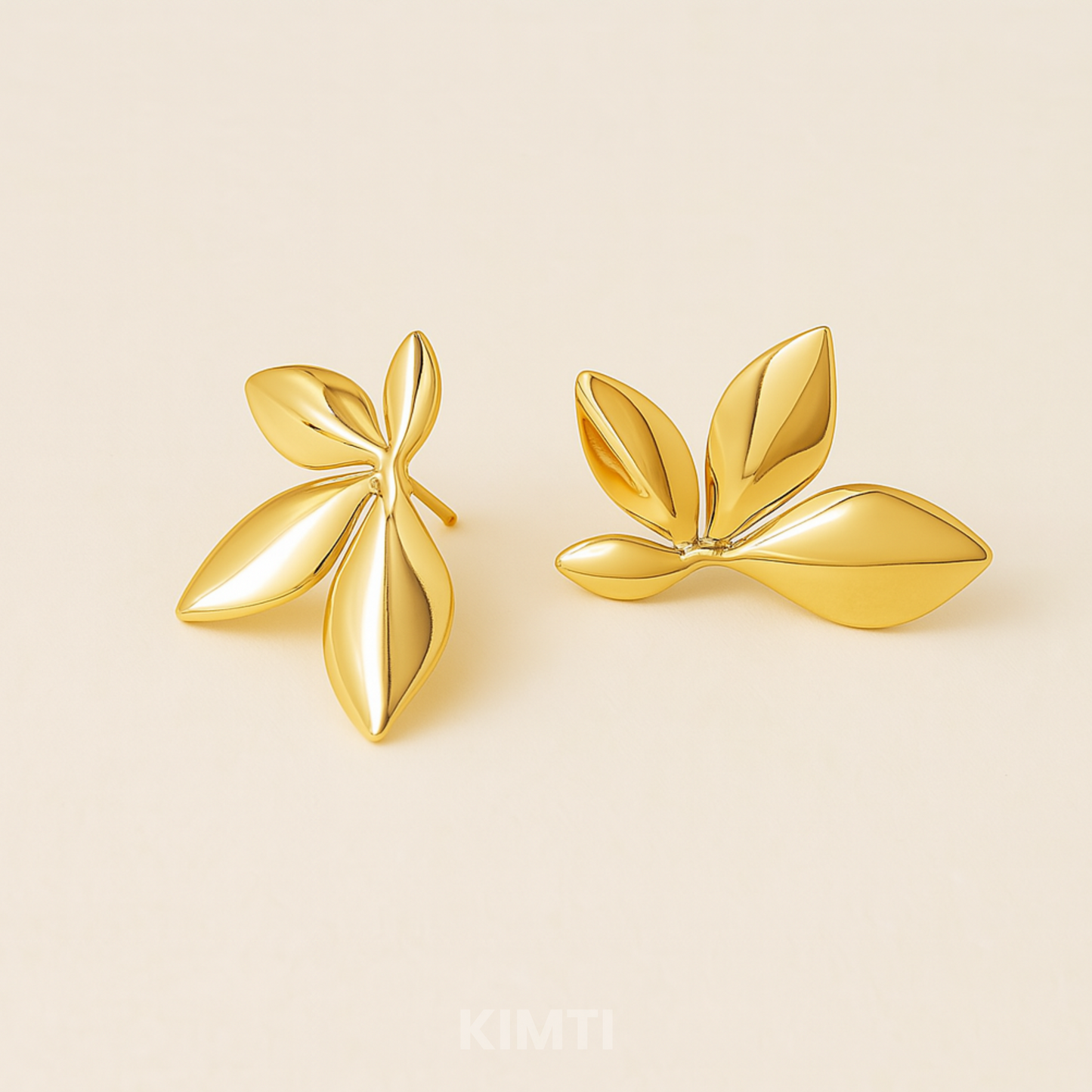 18k Gold Plated Leaf Shape Stud Earring