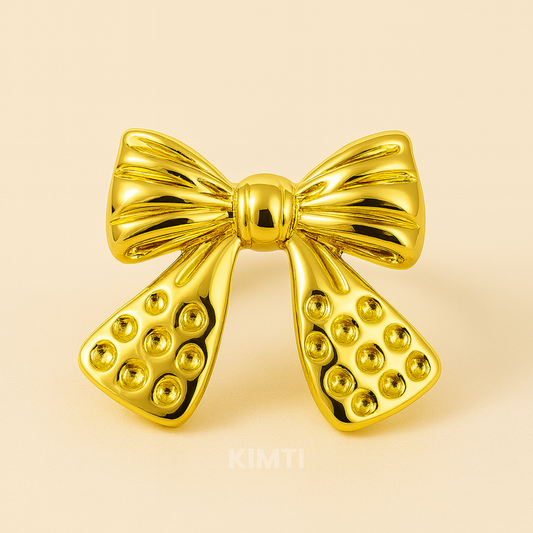 18k Gold Plated Pearl Ribbon Ring