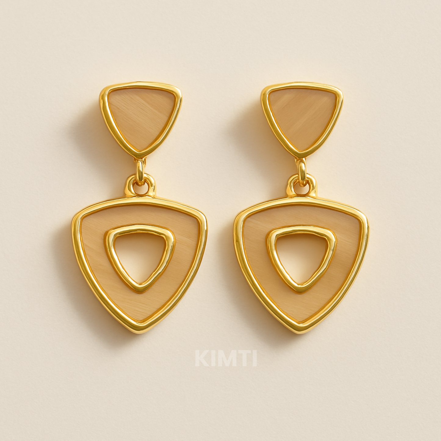 Rhombus Dangle Gold Earrings