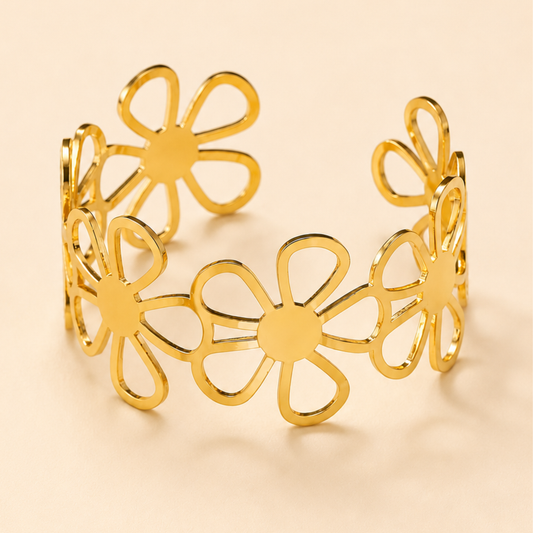 Vintage Floral Gold Cuff Bracelets