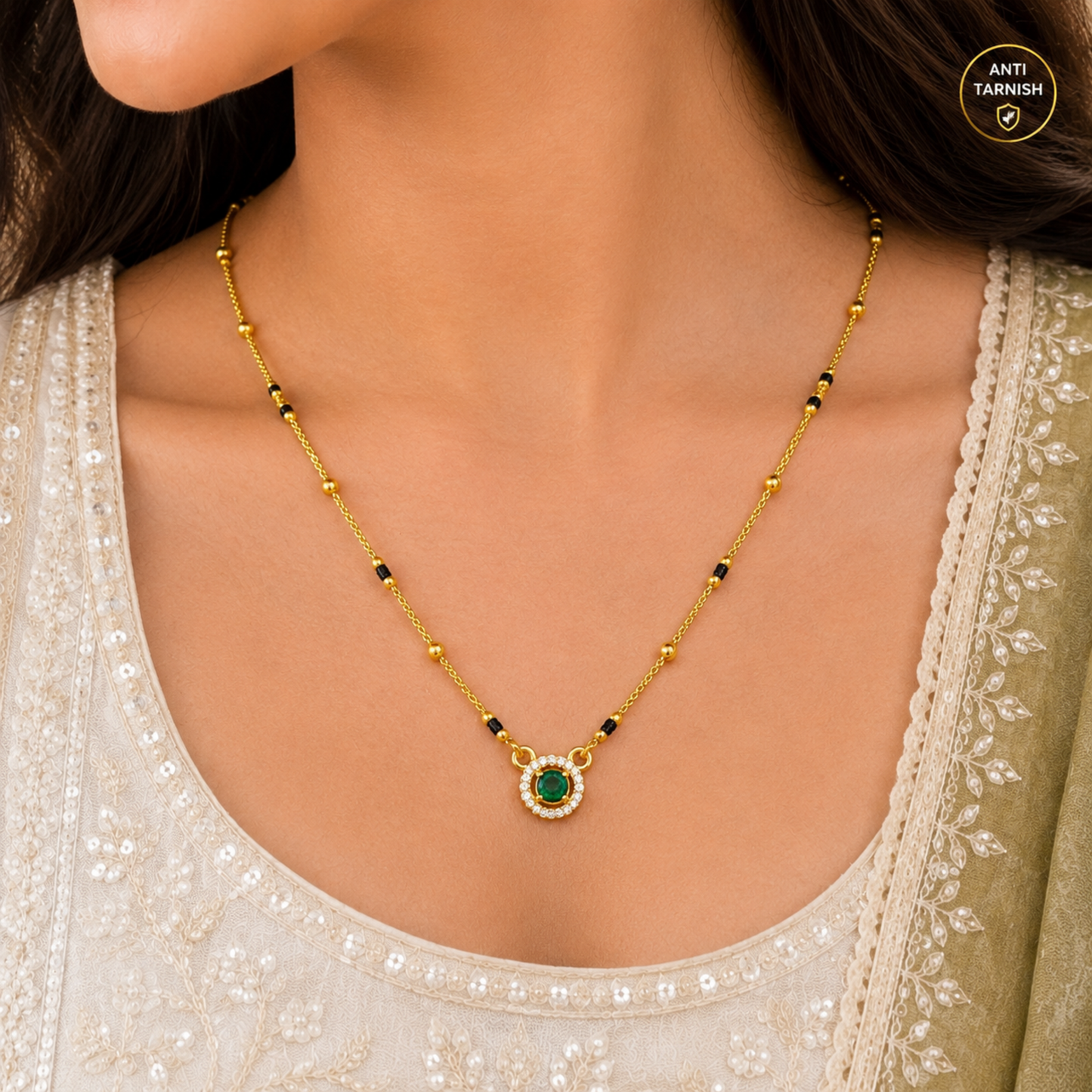 Aarna Emerald Charm Mangalsutra