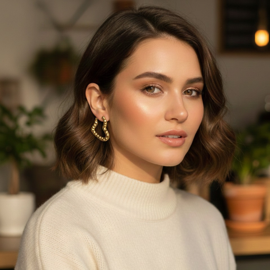 18K Gold Plated Heart Hoop Anti Tarnish Earring