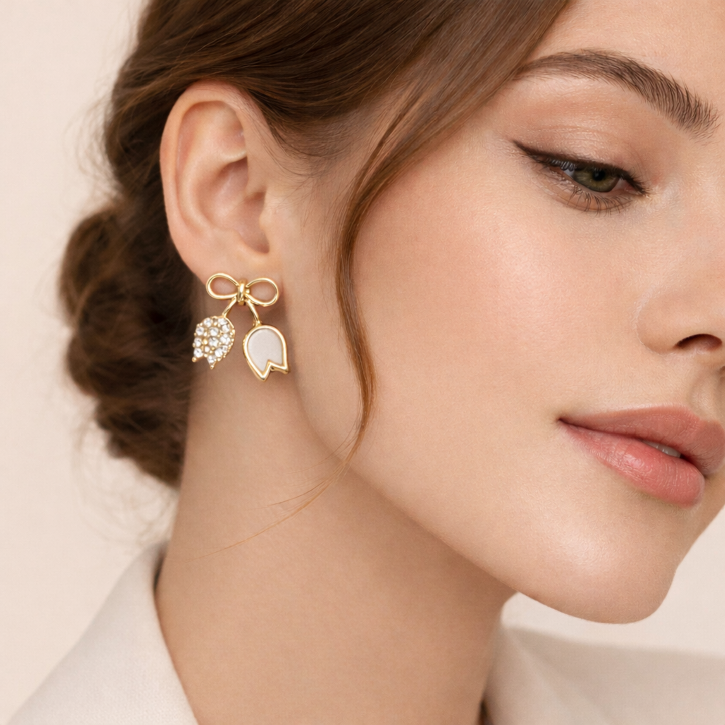 Korean Style Rose Bow Earring