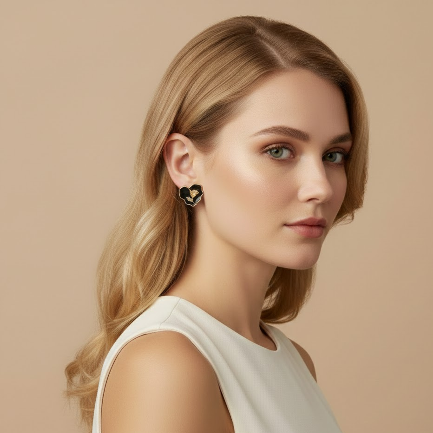 Black Heart Stud Earring