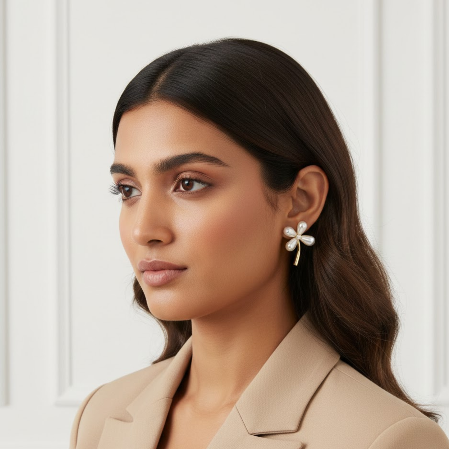 Crystal Floral Design Studs Earring