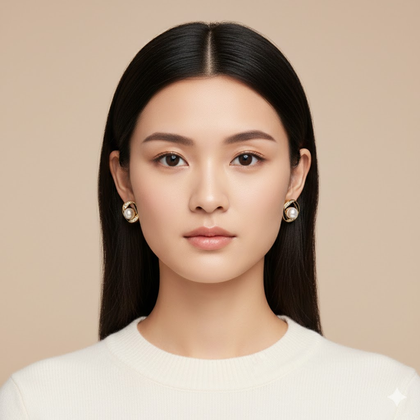 Pearl Heart Black Square Earring