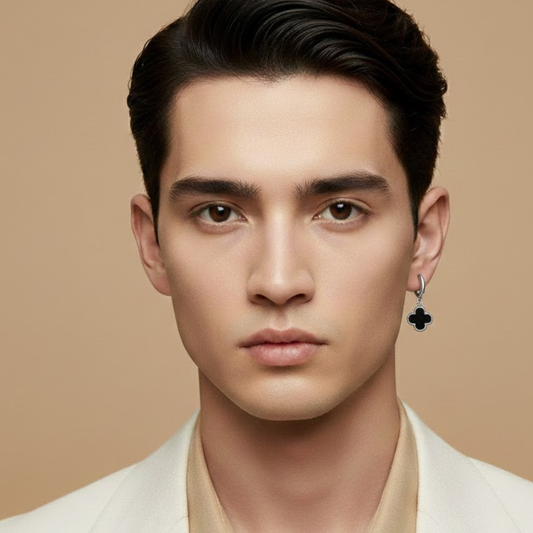 Men- Obsidian Charm Earring