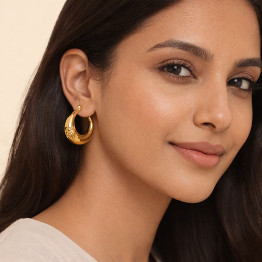 18k Gold Plated Flower Hoop Anti Tarnish Earring